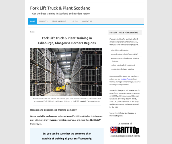 Forklift and plant training services in Scotland.