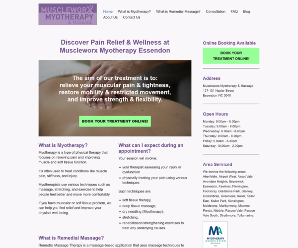 Myotherapy and massage services for pain relief.